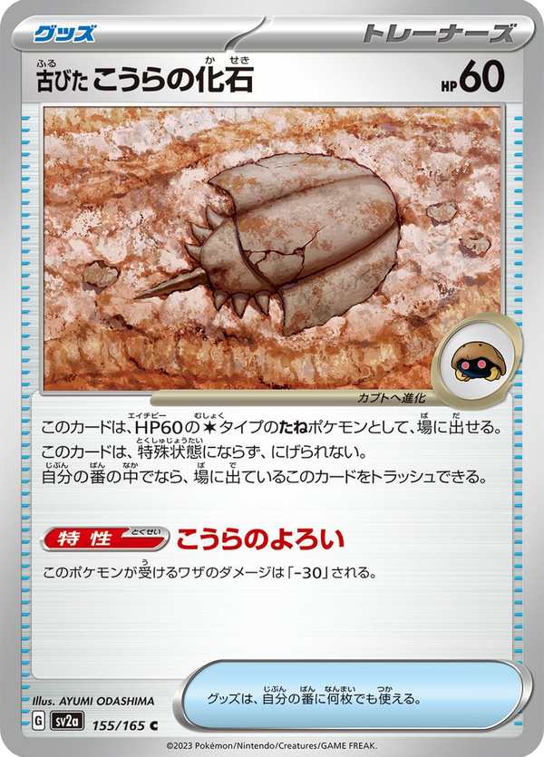 #155 陳舊的甲殼化石 古びたこうらの化石 Antique Dome Fossil